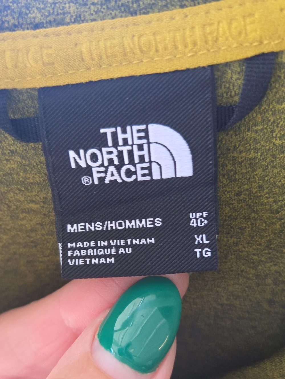 THE NORTH FACE Men's X-Large 1/4 Zip Green Logo Shirt Long Sleeved Mock Neck